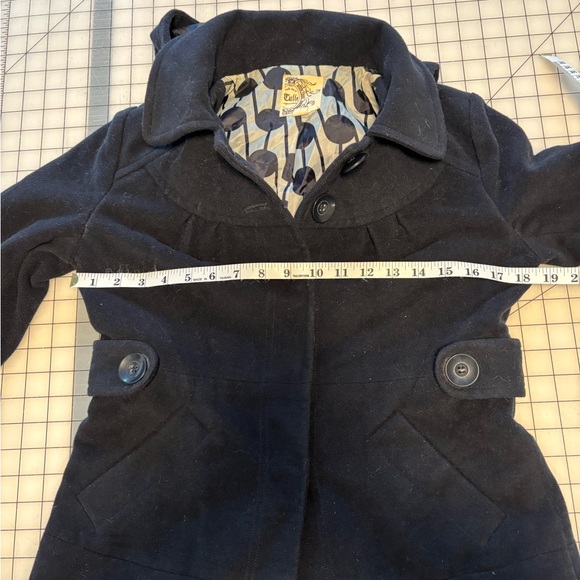 Nordstrom Tulle Hooded Peacoat Navy Blue - Picture 9 of 9